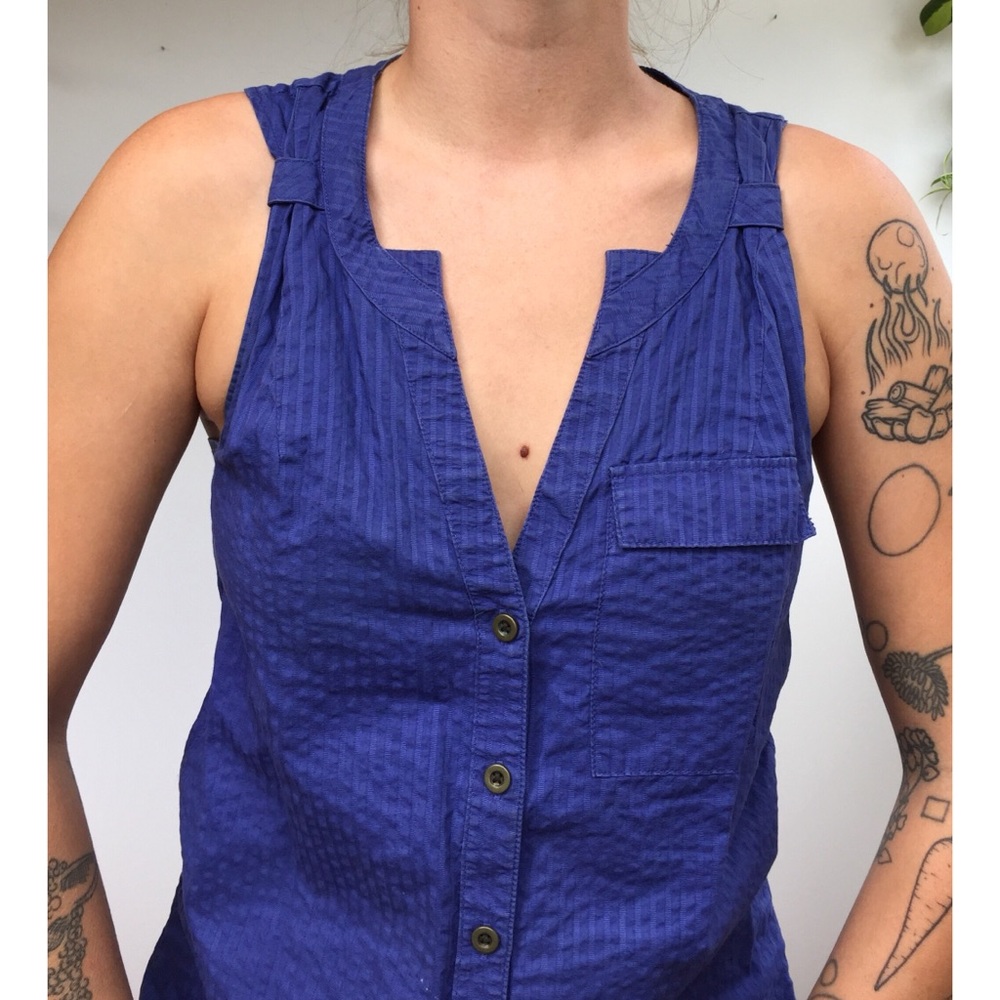 Blue Button Up Tank - image 5